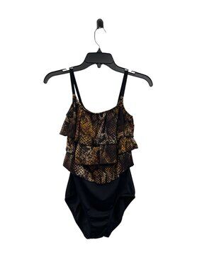 Inches Away Snake Print Ruffle One Piece Swimsuit Womens 10 Used